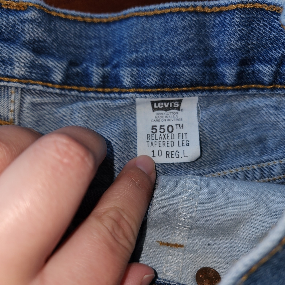 Vintage Levis Jean Shorts 550 Blue Jeans  Cut Off Light Blue Made USA Women's 10 - Picture 13 of 14